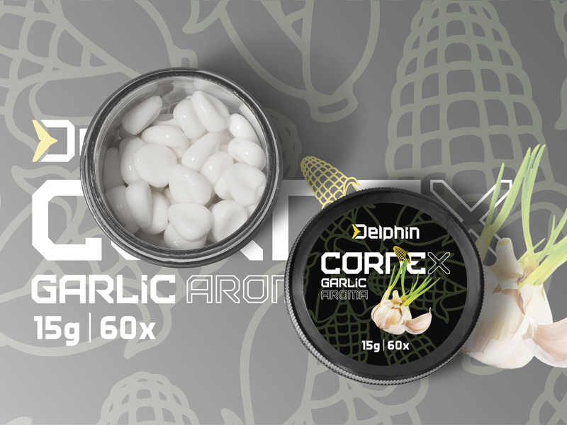 Umělá nástraha Delphin CorneX Pop Up / 60ks Česnek