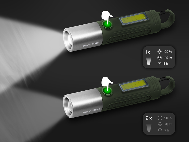 Kempingové svítidlo Delphin Torix 2200 mAh
