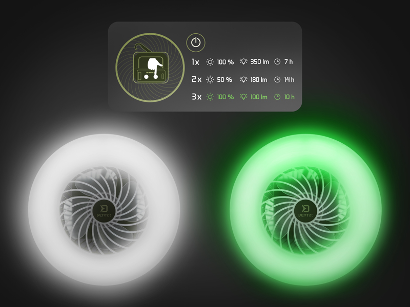 Ventilátor se světlem Delphin Ventix 4400 mAh