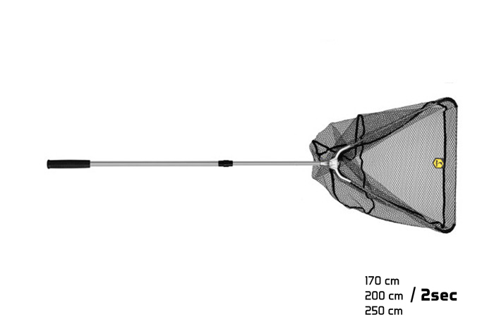 Podběrák Delphin kovový střed 60x60/200cm pogumovaná síťka