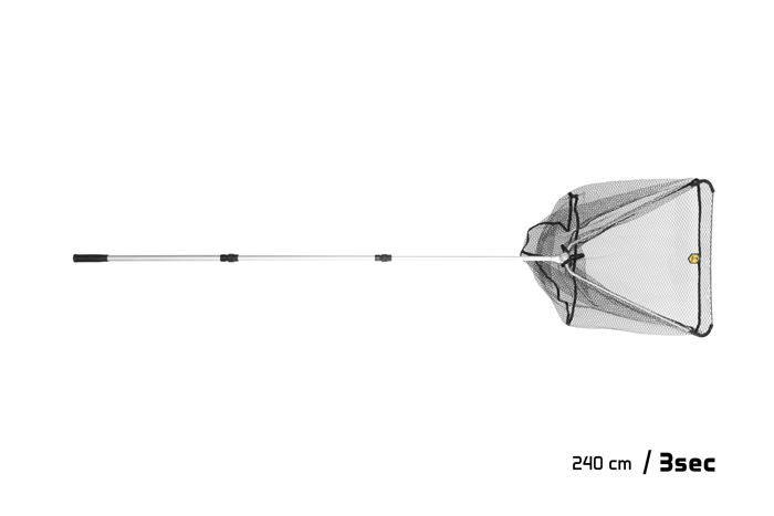 Podběrák Delphin kovový střed 70x70/250cm pogumovaná síťka